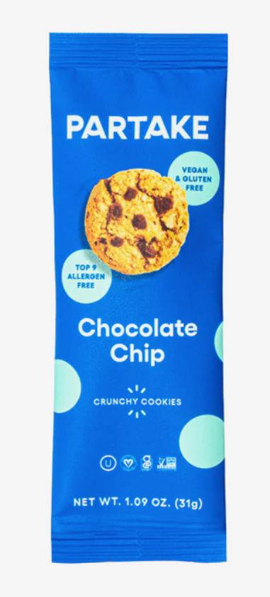 Partake Crunchy Cookies Snack Pack Chocolate Chip 24 Cookies