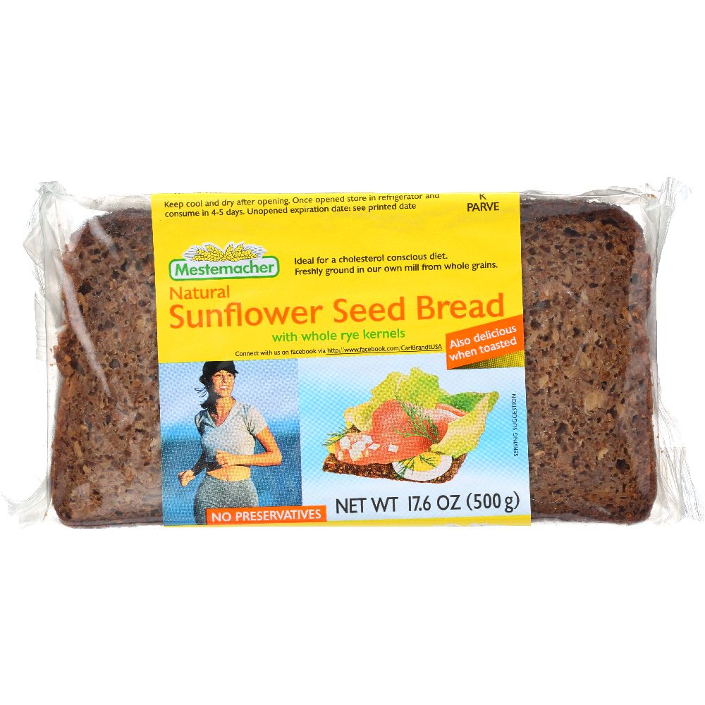 MESTEMACHER: Natural Sunflower Seed Bread with Whole Rye Kernels, 17.6 oz