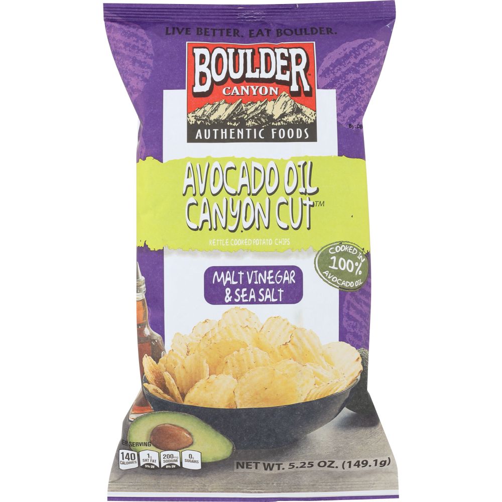 BOULDER CANYON: Avocado Oil Canyon Cut Potato Chips Malt Vinegar & Sea Salt, 5.25 Oz