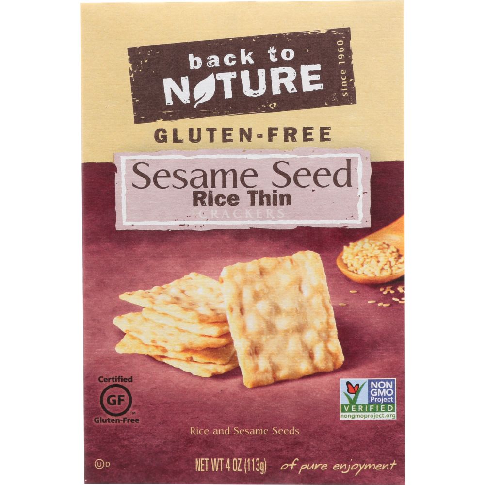 BACK TO NATURE: Gluten Free Sesame Seed Rice Thin Crackers, 4 oz