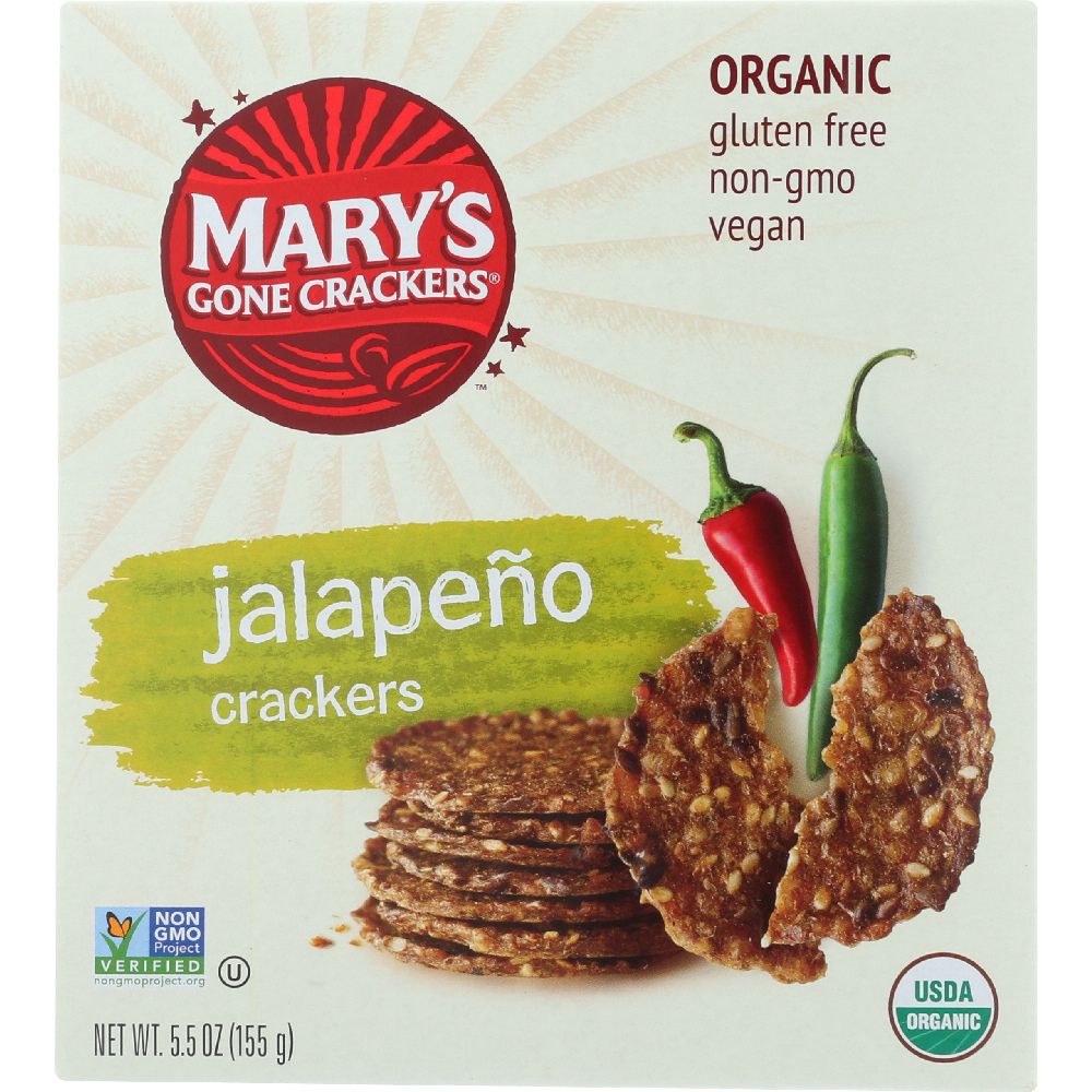 MARY'S GONE CRACKERS: Organic Gluten Free Hot n' Spicy Jalapeno Crackers, 5.5 oz