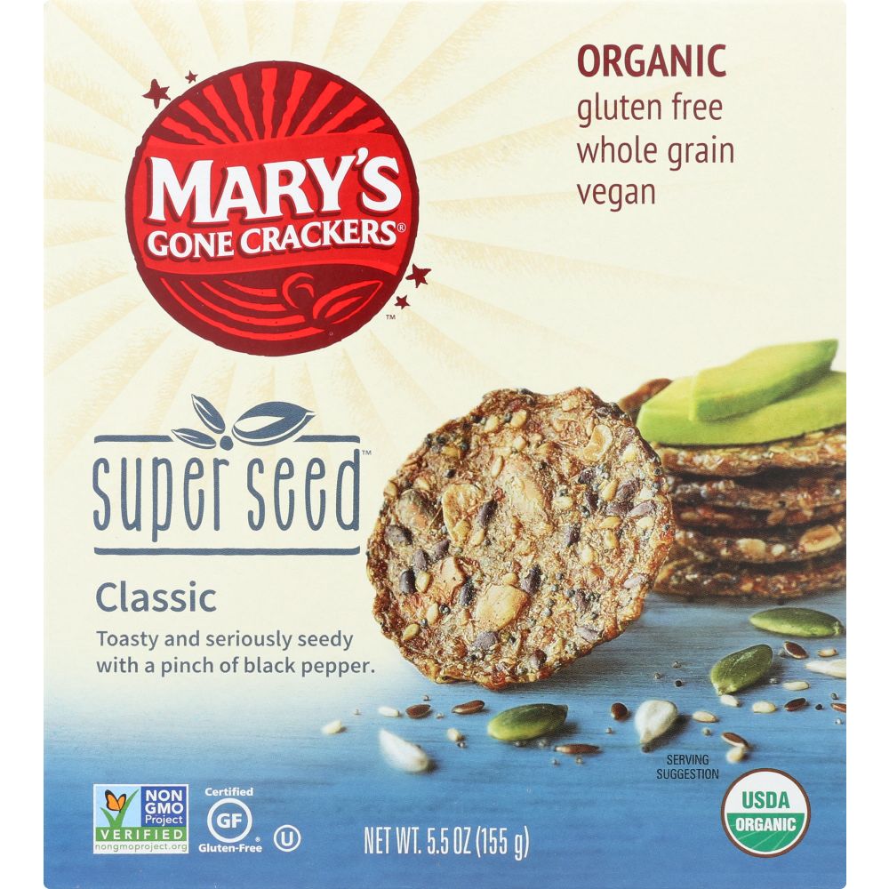 MARY'S GONE CRACKERS: Organic Gluten Free Super Seed Crackers, 5.5 oz