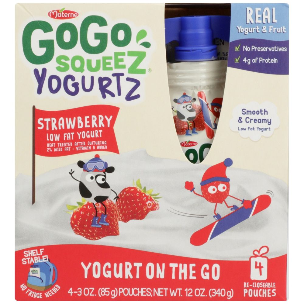 GOGO SQUEEZ: Strawberry Yogurt 4Pk, 12 oz