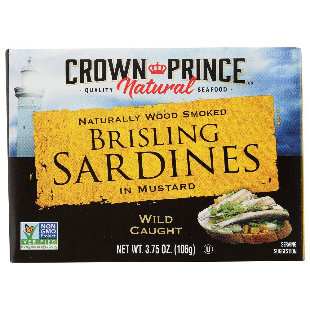 CROWN PRINCE NATURAL: Brisling Sardines in Mustard, 3.75 oz